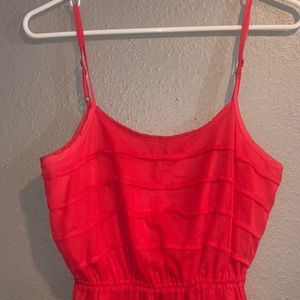 Long coral open button back dress